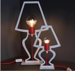 Piccola lampada da tavolo Lampada magica che evoca un carattere onirico Silhouette Dimensione 22x h 33 cm classica abat-jour e stilizzandola in una specie di contorno a filo colore bianco