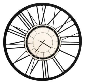 Orologio da parete in stile romano Big in metallo, diam.90, colore Nero Goffrato
