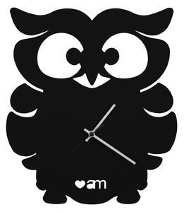 Orologio Gufino in metallo, 30x34h, colore Nero Goffrato