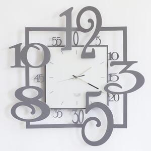 Orologio Da Parete base quadrata con una cornice sottile e numeri di forma irregolare AMOS in metallo, 50x5Px h 50 cm, quadrante in vetro Sabbiato colore Fango