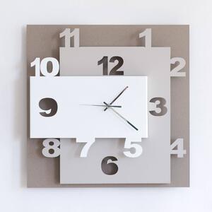 Orologio Ziggurat in metallo, 40x8Px40h, colore Beige-nocciola-bianco