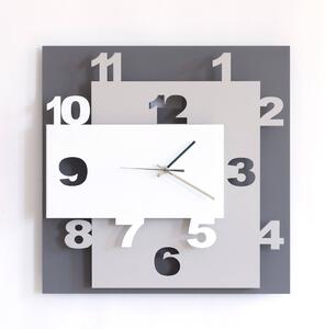 Orologio Ziggurat in metallo, 40x8Px40h, colore Fango-nocciola-bianco