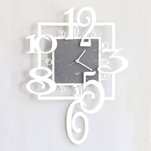 Orologio a pendolo in metallo AMOS , Dimensioni 38x h 50cm , Vetro sabbiato e serigrafato di colore fum�, bronzo o trasparente , colore Bianco Neve