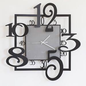 Orologio Da Parete base quadrata con una cornice sottile e numeri di forma irregolare AMOS in metallo, 50x5Px h 50 cm, quadrante in vetro Sabbiato colore Nero Goffrato