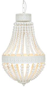 Mexlite - lampada a sospensione - Ella - bianco - legno metallo - Ø 40cm - E14 - 10191W