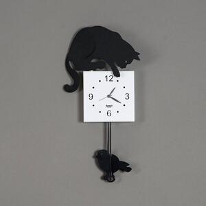 Orologio Hunter Cat Pendolo in metallo, 26x7Px49h, colore Nero Goffrato