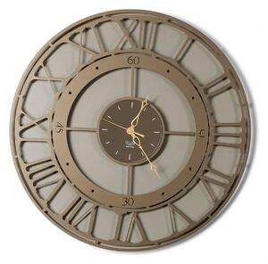 Orologio Koros 50 in metallo, Un orologio circolare con numeri romani diametro.50 cm, colore Bronzo