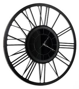 Orologio da parete di grandi dimensioni con numeri romani Big Lux in metallo, diam.90, colore Nero Goffrato