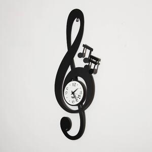 Orologio da parete strano: Chiave Musicale in metallo, 30x80h, colore Nero Goffrato