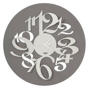 Orologio con numeri grandi effetto tridimensionale Focus in metallo, diam.50, colore Fango Avorio