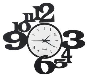 Orologio da parete a chiasmo KING in metallo, numeri di diverse dimensioni sono posti sia sulla cornice Dimensioni 45x h 40 cm , colore Nero-bianco