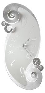 Orologio da muro elegante CIRCEO A forma di Specchio, Portafoto, Dimensioni 32xh 70cm Portafoto colore Argento e bianco marmo