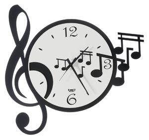 Orologio con chiave e note musicali Musica in metallo, 50x47h, colore Nero-bianco