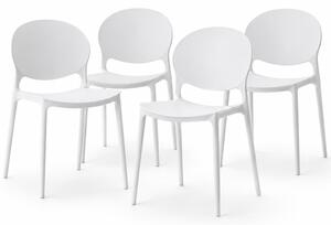 Set 4 Sedie da Pranzo Impilabili Modello Milano 48x40x80 cm in Polipropilene Bianco