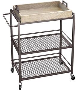 Carrello da Cucina con Ruote 65x33x91 cm Portaoggetti con 3 Ripiani Bronzo