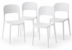 Set 4 Sedie da Pranzo Impilabili 40x45x80 cm Modello Stoccolma in Polipropilene Bianco