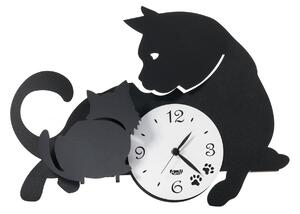 Orologio tenero da appendere Mamma Gatta Un gattino compare leggermente in rilievo alla sua sinistra Dimensioni 38x h27 cm colore Bianco marmo e nero
