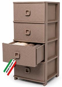 Cassettiera 37x37,5x80cm Pratika Kool Multiuso 4 Cassetti in Plastica Tortora