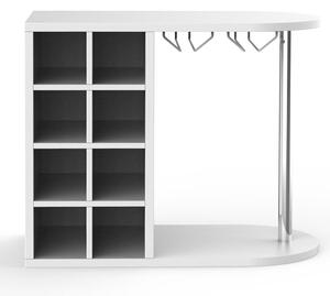 Scaffale Bar Cantinetta Vino da Parete 42x52x28 cm Cantina 8 Posti + Porta Calici in Legno Bianco