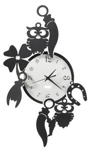 Orologio da parete portafortuna simboli che rappresentano la fortuna Dimensioni 32xh 52 cm buffo Good Luck colore Nero e bianco marmo