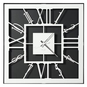 Orologio da muro di design Tauro con i numeri romani Dimensioni 50x50 cm colore Nero e bianco marmo
