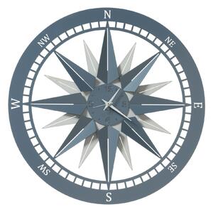 Orologio piccolo dal design originale Bussola circondata, in esterno, dai punti cardinali Diametro 45 cm colore Bianco marmo e azzurro