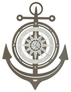 Orologio da parete TIME Boat La rosa dei venti come quadrante 47x h 63 cm colore Nero e bianco marmo