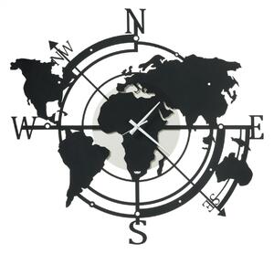 Orologio grande da parete PLANISFERO Dimensioni 68x h 92 cm E riproduce la carta geografica E tutta la superficie della Terra colore Avorio e nero