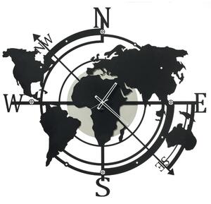 Orologio grande da parete PLANISFERO Dimensioni 100x h 94cm E riproduce la carta geografica E tutta la superficie della Terra colore Avorio e nero