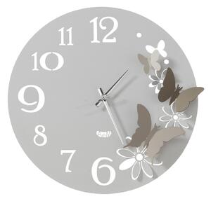 Orologio da parete fiori e farfalle Piccolo richiami la primavera Diametro 45 cm colore Bianco marmo e sabbia