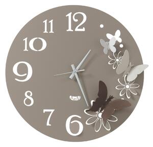 Orologio da parete fiori e farfalle Piccolo richiami la primavera Diametro 45 cm colore Sabbia e Bronzo