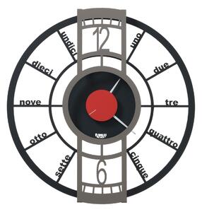 Orologio da parete PUSH THE BUTTON � un orologio dal design senza dubbio particolare Diametro 51 cm La base circolare presenta una numerazione disposta a forma di raggiera coloreNero e fango