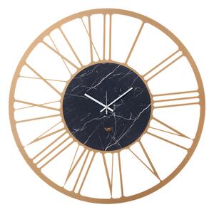 Orologio da parete CLASSICO MARMO BIG , Diametro 90 cm quadrante effetto marmo marmo stampato e numeri romani colore Oro laccato-marmo nero