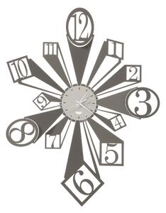 Orologio da parete scomposto Slang Dimensione 58x h74 cm numeri sono inseriti all'interno di forme geometriche come quadrati e cerchi colore Fango e avorio