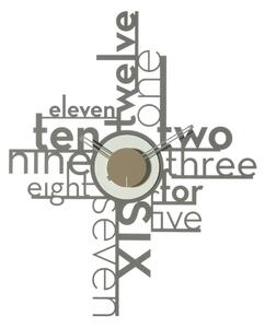 Orologio da parete LETTERING Dimensioni 54x h66 cm costituito da due parti di colori diversi: la base � composta da un insieme di lettere che rappresentano le ore colore Fango/Avorio