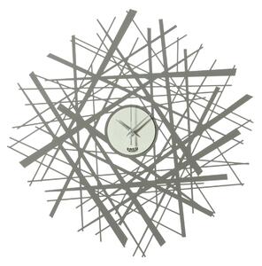 Orologio da parete SHANGHAI Diametro 58 cm composto da linee di diversi spessori che si intersecano intorno al quadrante Lancette cromate colore Fango/Avorio