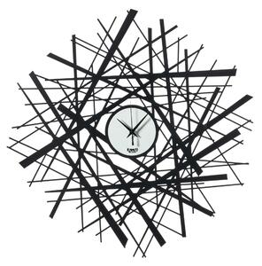 Orologio da parete SHANGHAI Diametro 58 cm composto da linee di diversi spessori che si intersecano intorno al quadrante Lancette Nere colore Nero/Bianco marmo