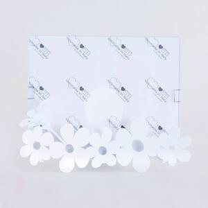 Porta Foto Ape sui fiori grande in metallo, dimensione 28x22h - per foto 25x20, colore Bianco Neve