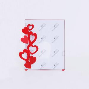 Porta Foto Cuori piccolo in metallo, dimensione 16x20 - per foto 15x20h, colore Rosso