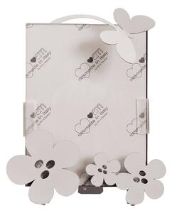 Porta Foto Fiorellini in metallo, dimensione 19x23h - per foto 15x20h, colore Bianco Neve