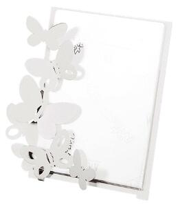 Porta Foto Butterfly grande in metallo, dimensione 24x26h - per foto 18x24h, colore Bianco Neve