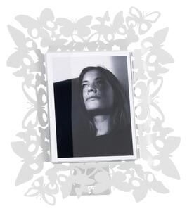 Portafoto Verticale caratterizzato delle farfalle che adorneranno la foto 13x17 cm-FARFALLOSO, dimensioni 26 x h 31 cm, colore bianco marmo