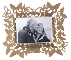 Portafoto Orizzontale caratterizzato delle farfalle che adorneranno la foto 17x13 cm-FARFALLOSO, dimensioni 30,5 x h25,5 cm, colore Oro Laccato