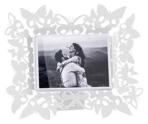 Portafoto Orizzontale caratterizzato delle farfalle che adorneranno la foto 17x13 cm-FARFALLOSO, dimensioni 30,5 x h25,5 cm, colore bianco marmo