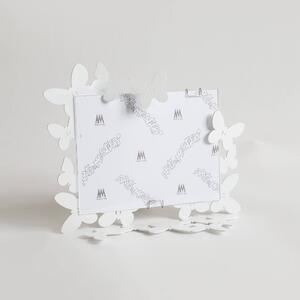 Porta Foto Butterfly orizzontale in metallo, dimensione 22x27h - per foto 15x20h, colore Bianco Neve