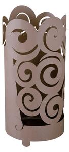 Porta Ombrelli Riccioli in metallo, diametro 23x h 55 cm, decorato con numerosi riccioli colore Beige