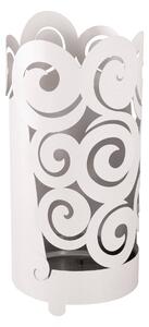 Porta Ombrelli Riccioli in metallo, diametro 23x h 55 cm, decorato con numerosi riccioli colore Bianco Neve