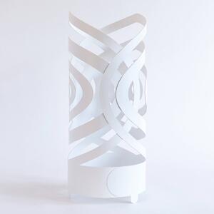Porta Ombrelli Optical in metallo, diametro.53x h 54cm, linee che si estendono orizzontalmente fino ad intrecciarsicolore Bianco Neve