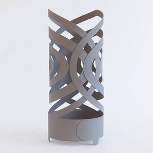Porta Ombrelli Optical in metallo, diametro.53x h 54cm, linee che si estendono orizzontalmente fino ad intrecciarsi colore, colore Fango