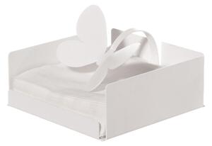 Porta tovaglioli con fermatovaglioli a forma farfalla, Dimensioni 17x17Px h,12 cm per tovaglioli di formato 15x15 cm Bianco